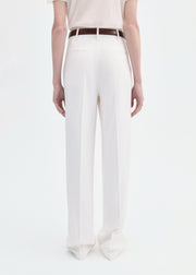 Pleat Front Trouser in Crepe - Ivory - CO Collections